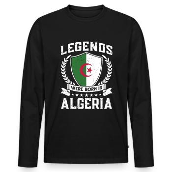 Vintage Design Drapeau Algérie Algérie - T-shirt manches longues Premium bio Homme - noir - Devant - Nico (187cm)