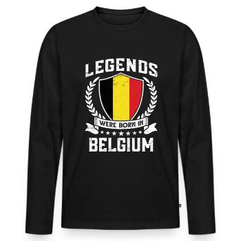 Vintage Design Belgische Flagge Belgien - Männer Premium Bio Langarmshirt - Schwarz - Vorne - Nico (187cm)