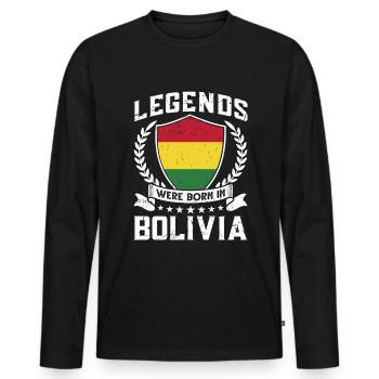 Vintage Design Bolivian Flag Bolivia - Men's Premium Organic Long Sleeve Shirt - black - Front - Nico (187cm)