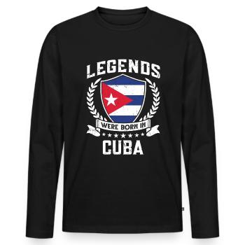 Vintage Design Cuban Flag Cuba - Men's Premium Organic Long Sleeve Shirt - black - Front - Nico (187cm)