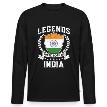 Vintage Design Drapeau Indien Inde - T-shirt manches longues Premium bio Homme - noir - Devant - Nico (187cm)