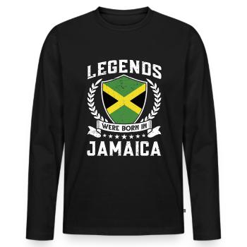 Vintage Design Jamaican Flag Jamaica - Men's Premium Organic Long Sleeve Shirt - black - Front - Nico (187cm)
