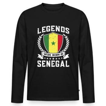 Vintage Design Drapeau Sénégal Sénégal - T-shirt manches longues Premium bio Homme - noir - Devant - Nico (187cm)