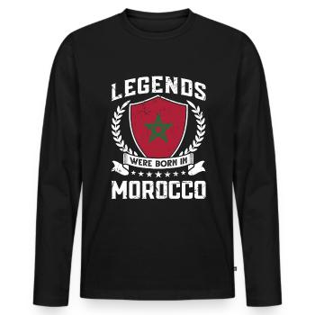Vintage Design Moroccan Flag Morocco - Men's Premium Organic Long Sleeve Shirt - black - Front - Nico (187cm)