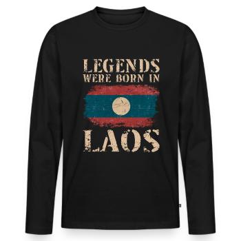Vintage Design Laotische Flagge Laos - Männer Premium Bio Langarmshirt - Schwarz - Vorne - Nico (187cm)