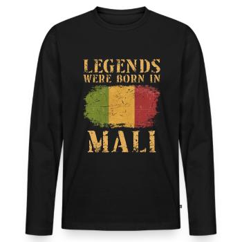 Vintage Design Drapeau Malien Mali - T-shirt manches longues Premium bio Homme - noir - Devant - Nico (187cm)