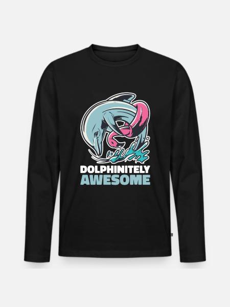 Retro Dolphin Dolphin Gift - Men's Premium Organic Long Sleeve Shirt - black