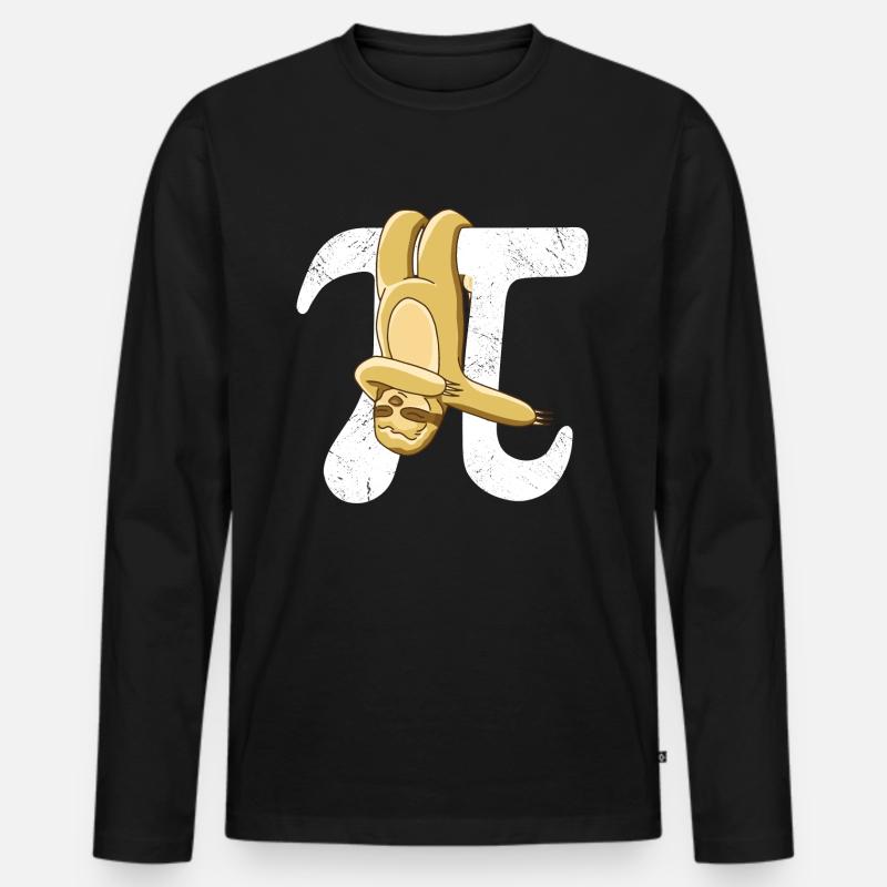Math Sloth Pi - Men's Premium Organic Long Sleeve Shirt - black