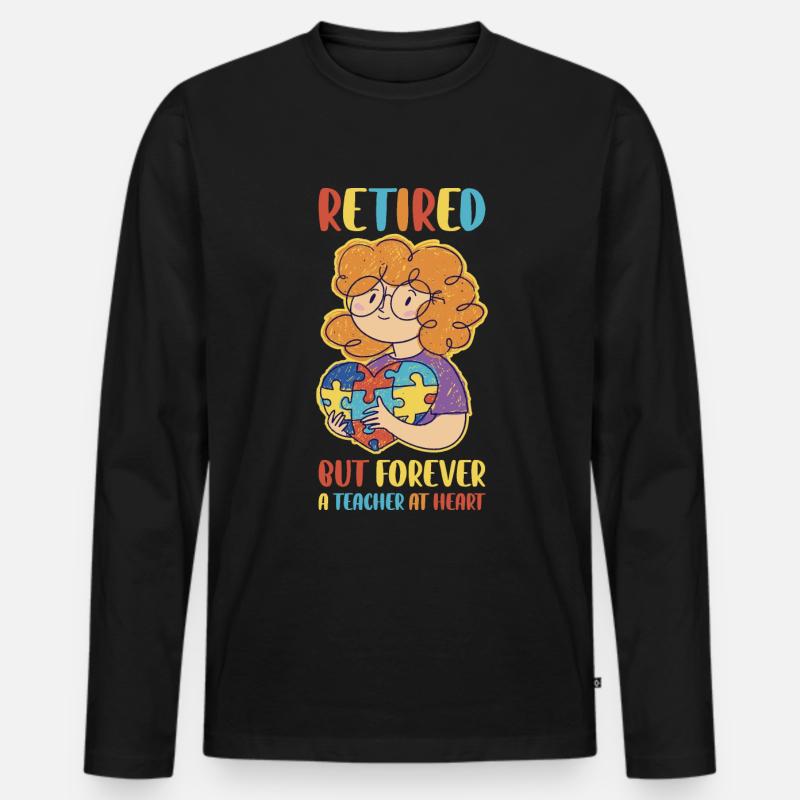 Retired Teacher Lehrer Geschenk - Männer Premium Bio Langarmshirt - Schwarz