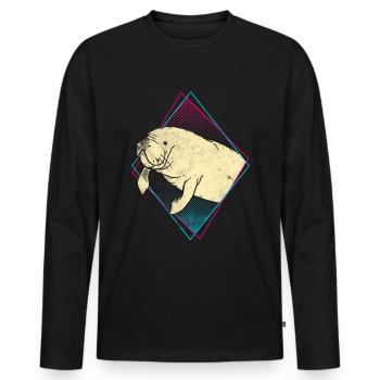 Manatee Manatee - Men's Premium Organic Long Sleeve Shirt - black - Front - Nico (187cm)
