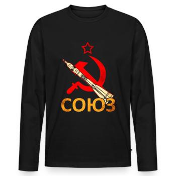 Soyuz rocket Soviet Union - Men's Premium Organic Long Sleeve Shirt - black - Front - Nico (187cm)