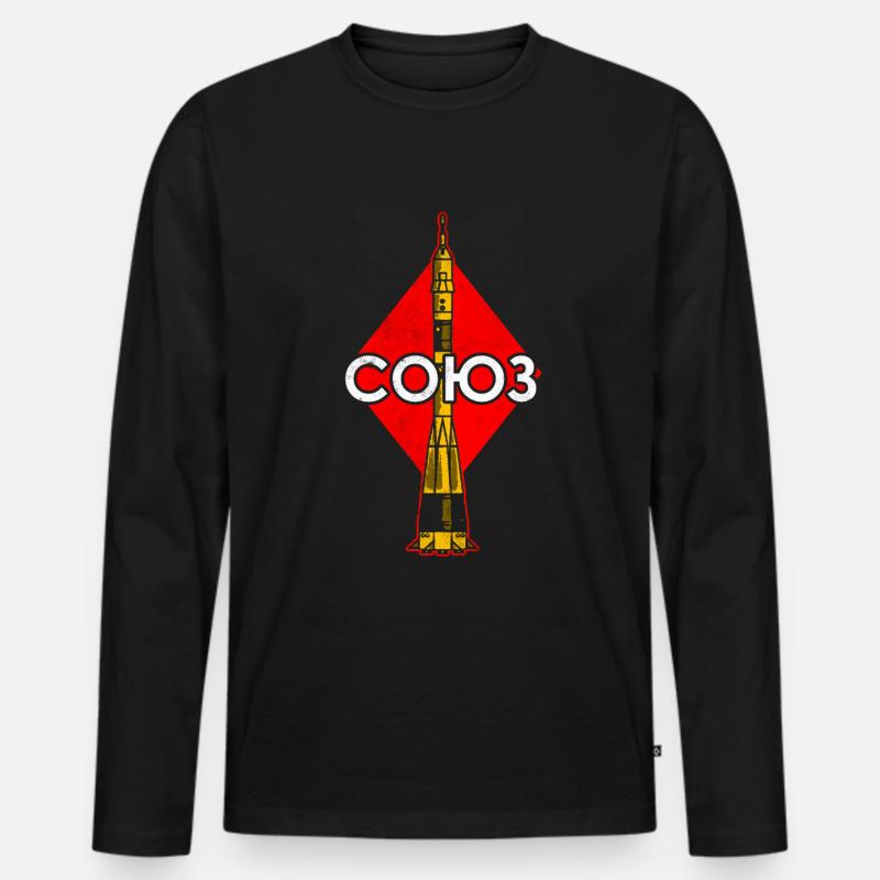 Sojus Rakete - Männer Premium Bio Langarmshirt - Schwarz
