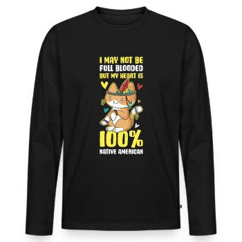 100% Native American Native American Gift - Men's Premium Organic Long Sleeve Shirt - black - Front - Nico (187cm)
