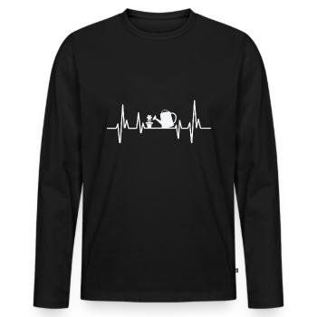 Heartbeat ECG Garden Love Plants Gardener Gardener Garden - Men's Premium Organic Long Sleeve Shirt - black - Front - Nico (187cm)
