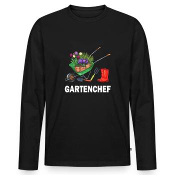 Gartenchef Gartenliebe Pflanzen Gärtner Garten - Männer Premium Bio Langarmshirt - Schwarz - Vorne - Nico (187cm)