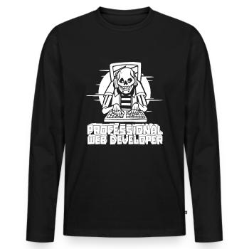 Développeur Web Développeur Web Développeur Web - T-shirt manches longues Premium bio Homme - noir - Devant - Nico (187cm)