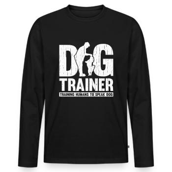 Hundetrainer Hundetrainer - Männer Premium Bio Langarmshirt - Schwarz - Vorne - Nico (187cm)