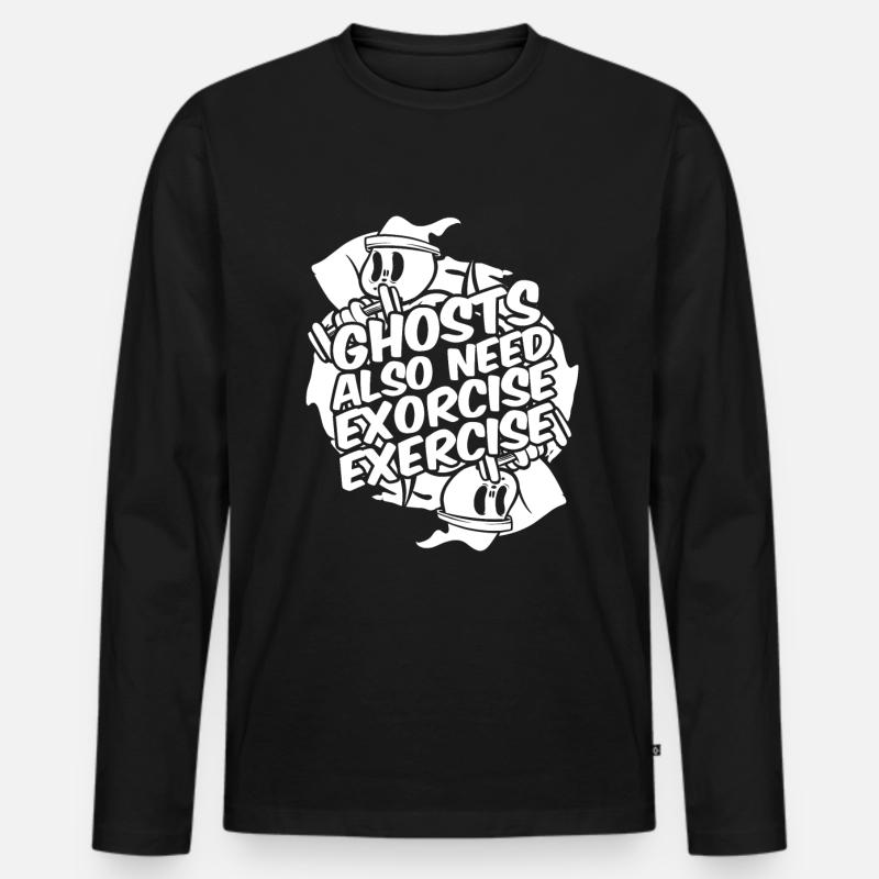 Halloween Komisch - Männer Premium Bio Langarmshirt - Schwarz