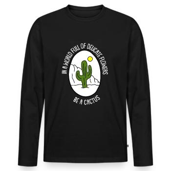 Cactus Jardin Cactus - T-shirt manches longues Premium bio Homme - noir - Devant - Nico (187cm)