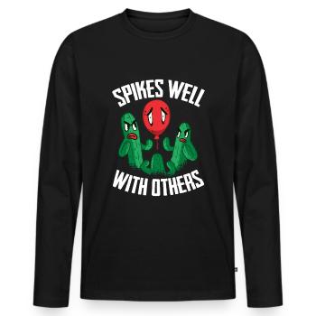 Cactus Jardin Cactus - T-shirt manches longues Premium bio Homme - noir - Devant - Nico (187cm)
