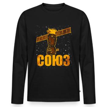 Sowjetisches Sojus Raumschiff - Männer Premium Bio Langarmshirt - Schwarz - Vorne - Nico (187cm)