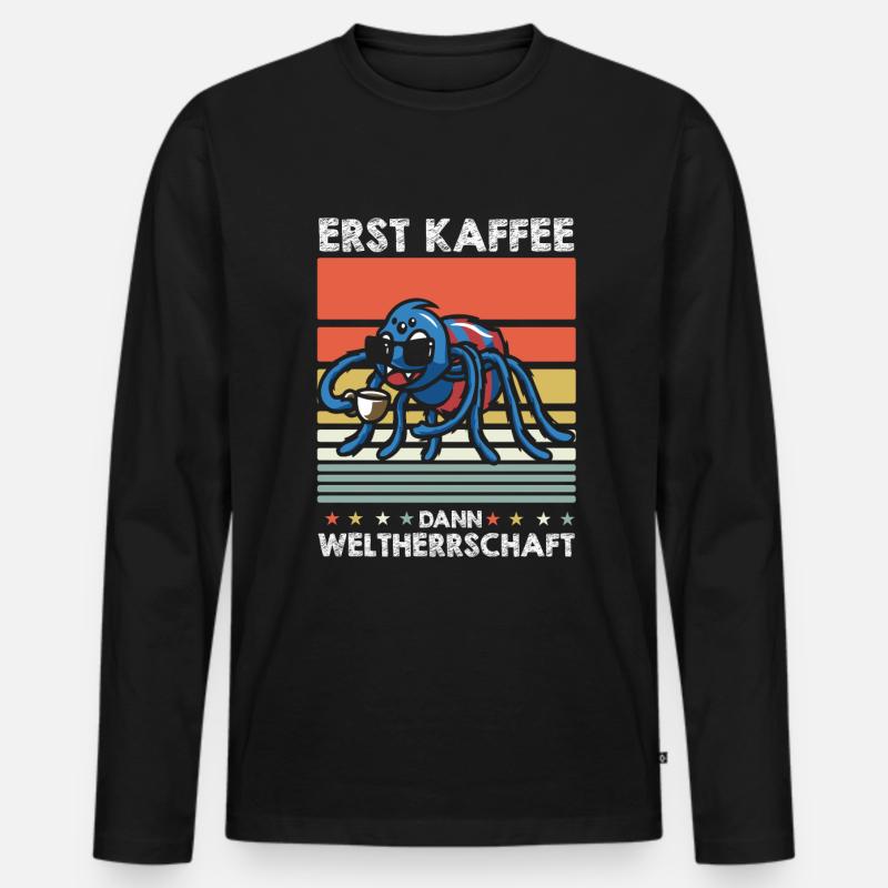 Spinne Kaffee-Sonnenbrille - Männer Premium Bio Langarmshirt - Schwarz