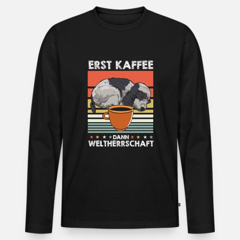 Cocker Spaniel Kaffee - Männer Premium Bio Langarmshirt - Schwarz