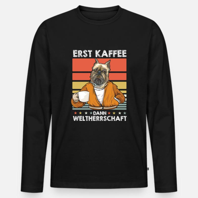 Brussels Griffon Kaffee - Männer Premium Bio Langarmshirt - Schwarz