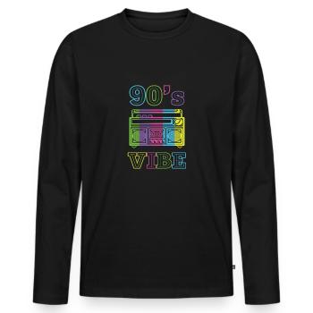90s Mottoparty - 90's style - Best of 90s - Men's Premium Organic Long Sleeve Shirt - black - Front - Nico (187cm)