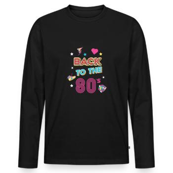 80s Mottoparty - 80's style - Best of 80s - Men's Premium Organic Long Sleeve Shirt - black - Front - Nico (187cm)