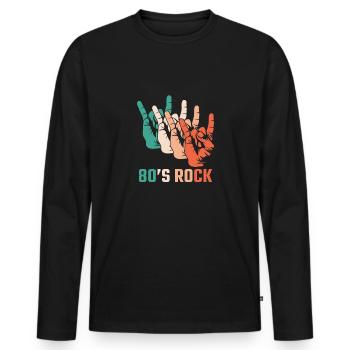Devise des années 80 - Style des années 80 - Le meilleur des années 80 - T-shirt manches longues Premium bio Homme - noir - Devant - Nico (187cm)