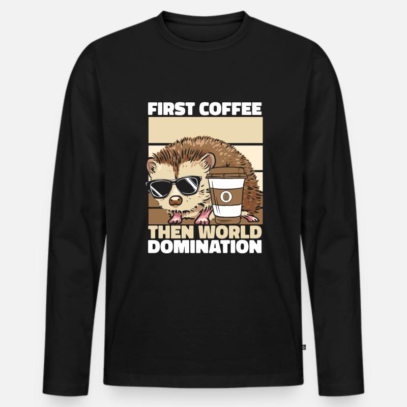 Igel Kaffee Sonnenbrille - Männer Premium Bio Langarmshirt - Schwarz