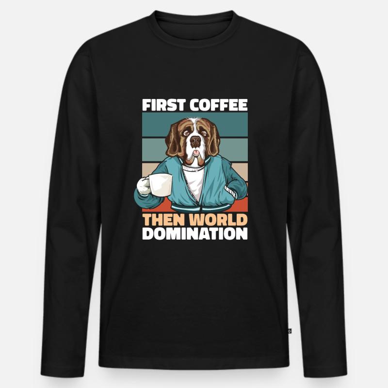 Bernhardiner Kaffee - Männer Premium Bio Langarmshirt - Schwarz