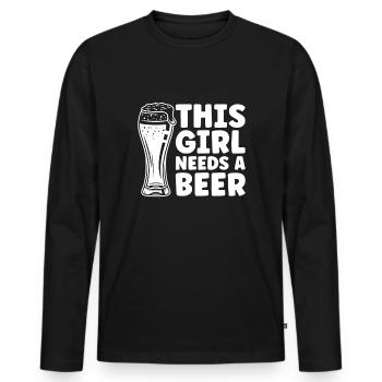Voile Sailor Sailboat Bière - T-shirt manches longues Premium bio Homme - noir - Devant - Nico (187cm)