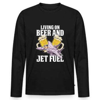 Mécanicien d’avion Jet de bière - T-shirt manches longues Premium bio Homme - noir - Devant - Nico (187cm)