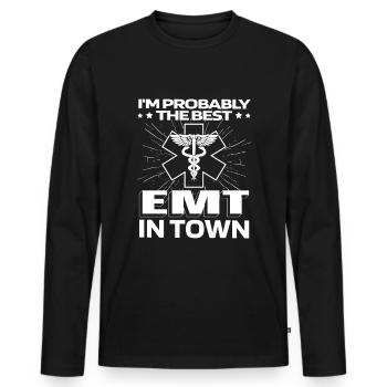 Rettungsdienst Sanitäter Rettungssanitäter - Männer Premium Bio Langarmshirt - Schwarz - Vorne - Nico (187cm)
