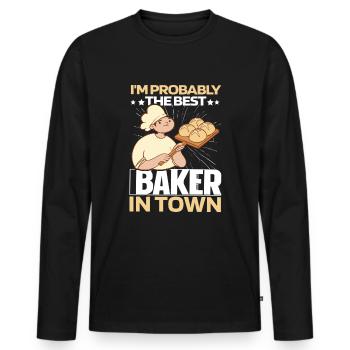 Backen Bäcker Bäckerei - Männer Premium Bio Langarmshirt - Schwarz - Vorne - Nico (187cm)