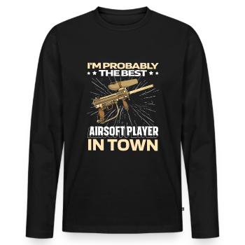 Airsoft drôle - T-shirt manches longues Premium bio Homme - noir - Devant - Nico (187cm)