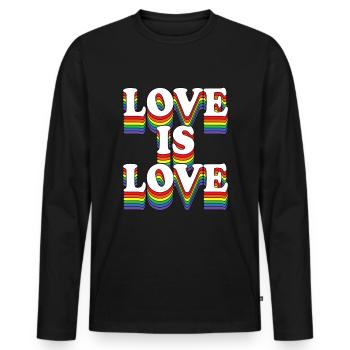LOVE IS LOVE - LGBT Rainbow Colors - T-shirt manches longues Premium bio Homme - noir - Devant - Nico (187cm)
