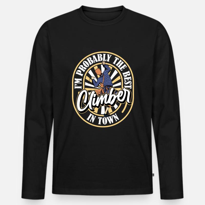 Klettern Kletterer Lustig - Männer Premium Bio Langarmshirt - Schwarz