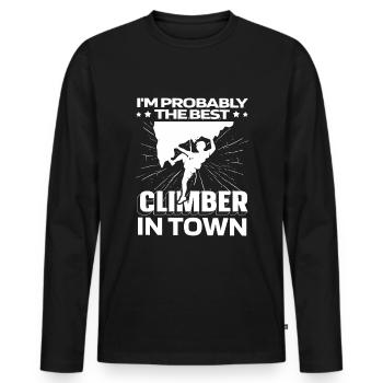 Grimpeur grimpeur drôle - T-shirt manches longues Premium bio Homme - noir - Devant - Nico (187cm)