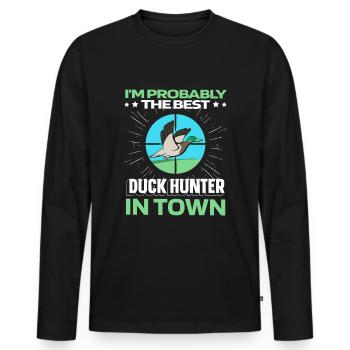 Duck Hunting Duck Hunt Funny - Men's Premium Organic Long Sleeve Shirt - black - Front - Nico (187cm)