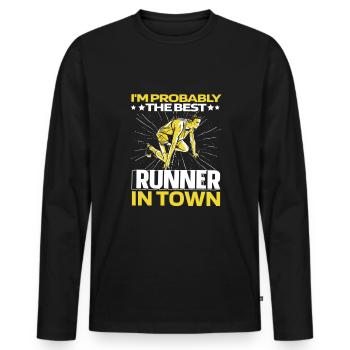 Runner Jogger Runner Run Funny - Men's Premium Organic Long Sleeve Shirt - black - Front - Nico (187cm)