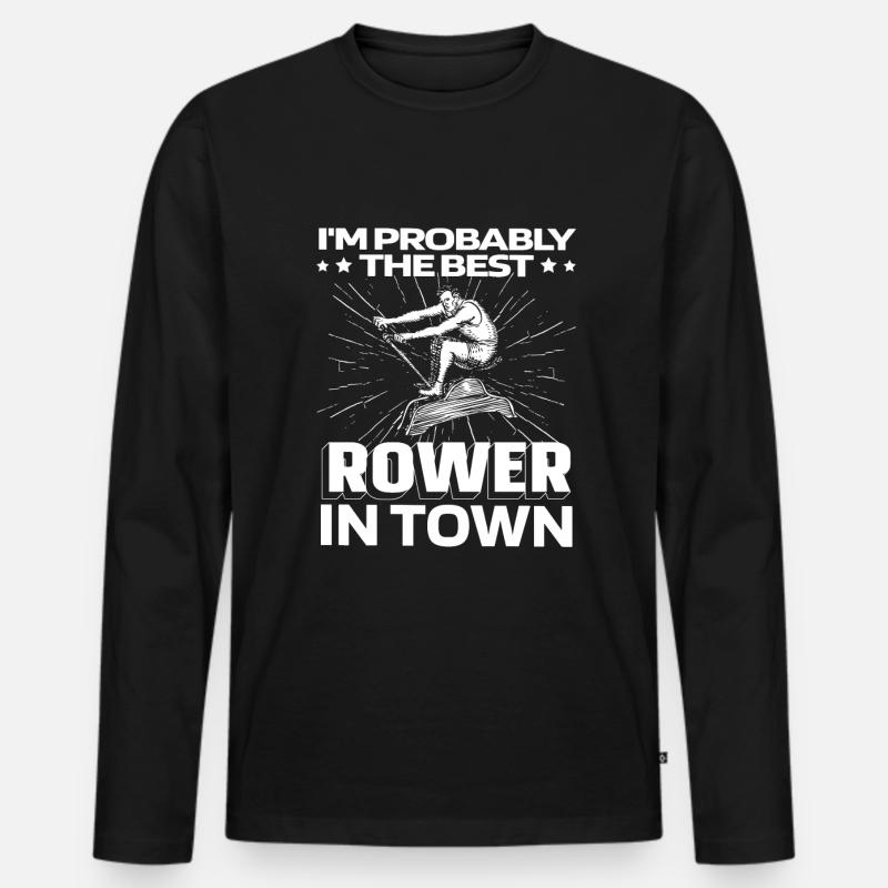 Rudern Ruderer Witzig - Männer Premium Bio Langarmshirt - Schwarz