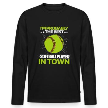Softball - Männer Premium Bio Langarmshirt - Schwarz - Vorne - Nico (187cm)