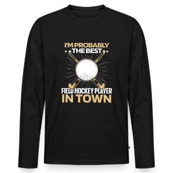 Feldhockey Witzig - Männer Premium Bio Langarmshirt - Schwarz - Vorne - Nico (187cm)