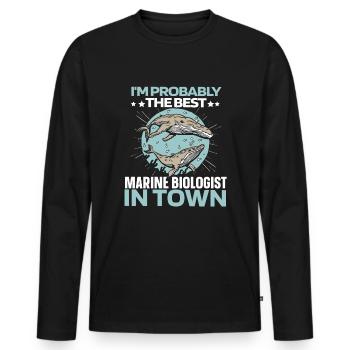 Biologiste marin Biologie marine Humour - T-shirt manches longues Premium bio Homme - noir - Devant - Nico (187cm)