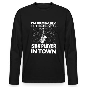 Saxophone Saxophone Funny - Men's Premium Organic Long Sleeve Shirt - black - Front - Nico (187cm)