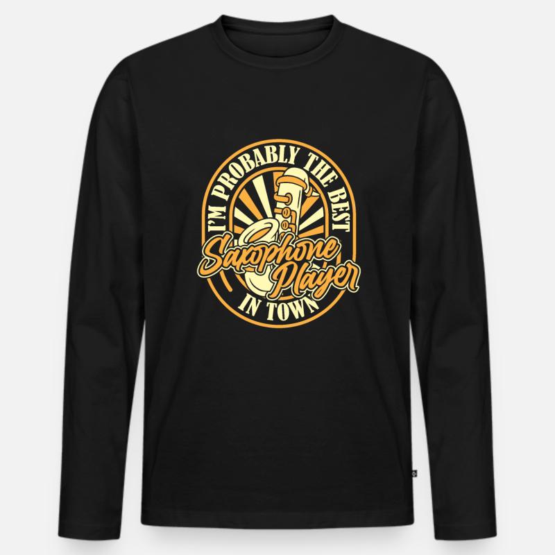 Saxophon Saxofon Witzig - Männer Premium Bio Langarmshirt - Schwarz
