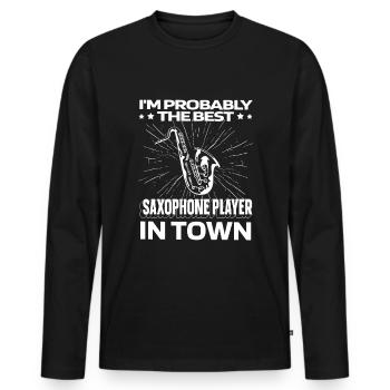 Saxophone Saxophone Funny - Men's Premium Organic Long Sleeve Shirt - black - Front - Nico (187cm)